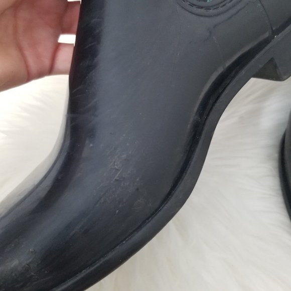 Meduse Black Rubber Rain Ankle Boots 39 / 5.5 Made In France Billy Boots - Picture 3 of 12